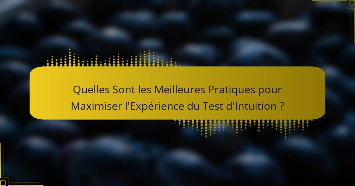Quelles Sont les Meilleures Pratiques pour Maximiser l'Expérience du Test d'Intuition ?