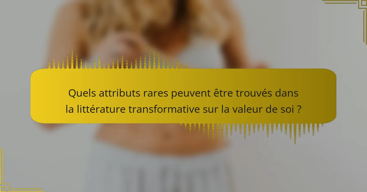 Quels attributs rares peuvent être trouvés dans la littérature transformative sur la valeur de soi ?