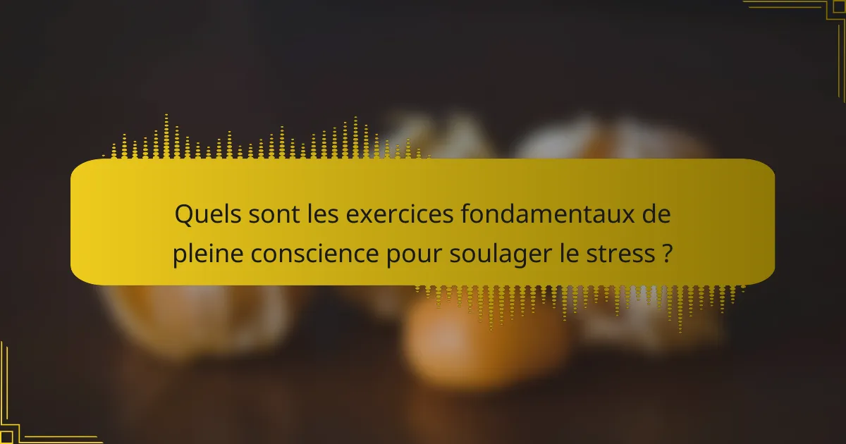 Quels sont les exercices fondamentaux de pleine conscience pour soulager le stress ?