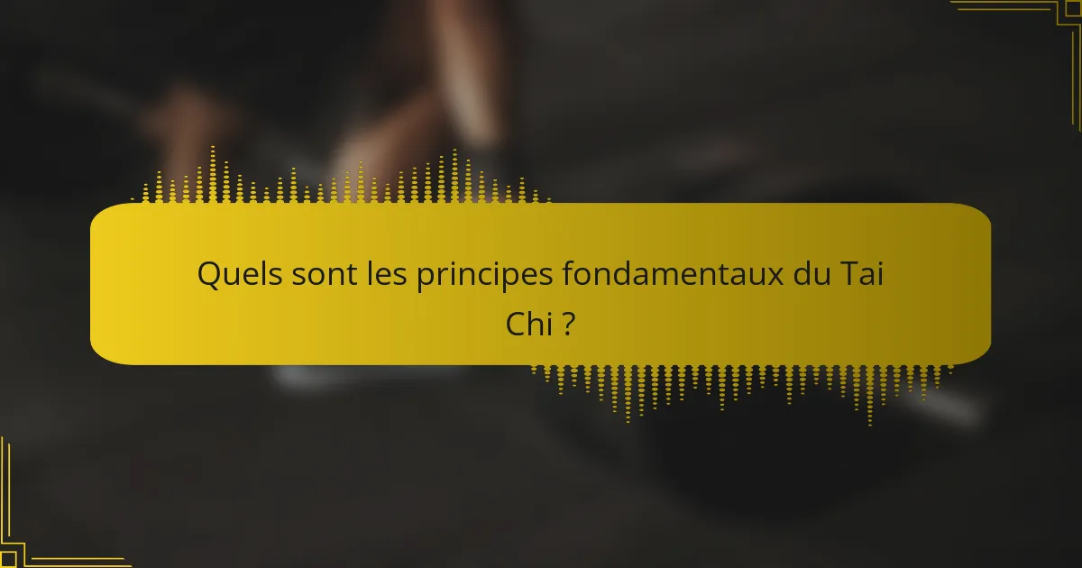 Quels sont les principes fondamentaux du Tai Chi ?
